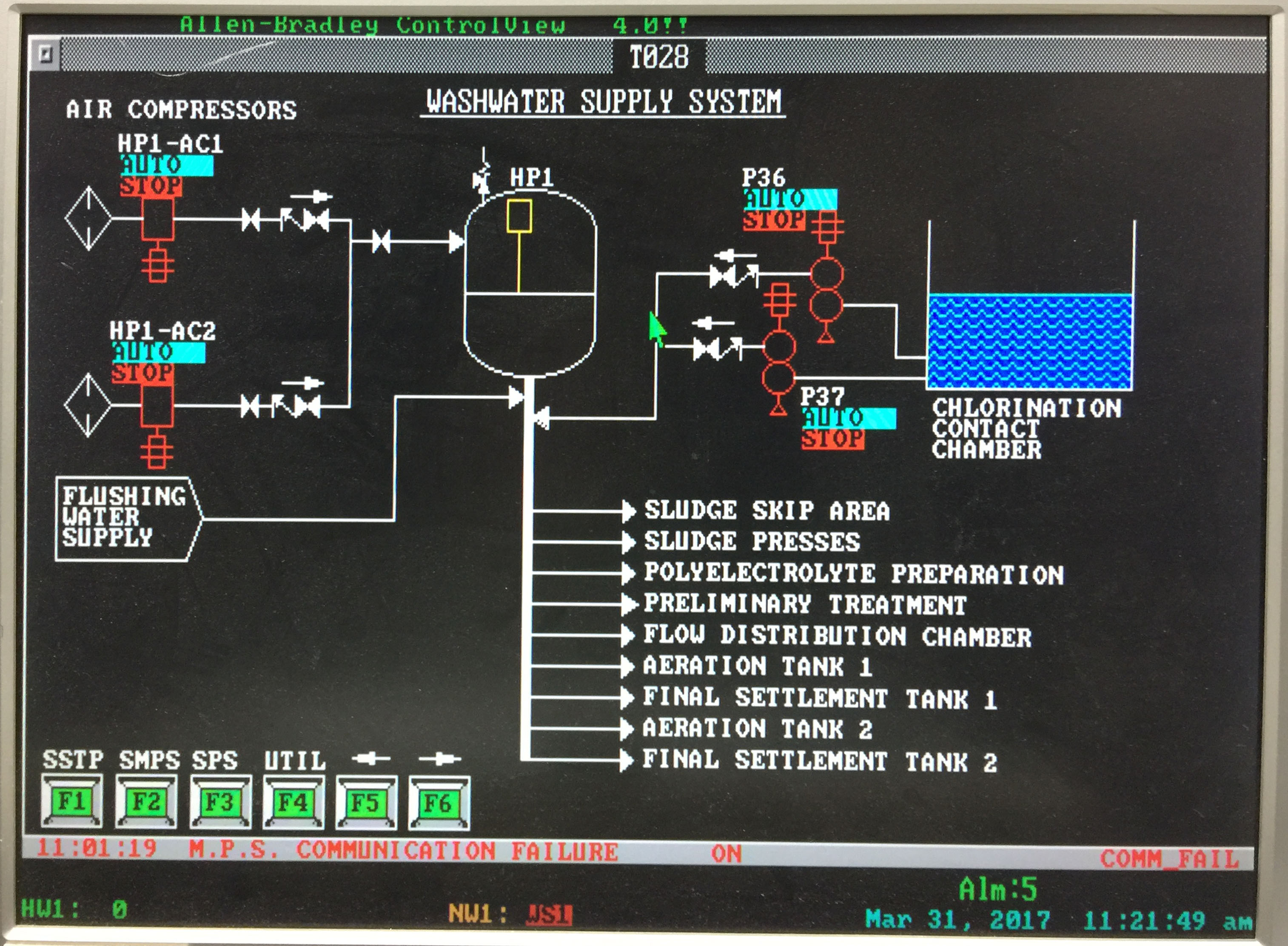 Part of Washwater Supply System screenshot from ControlView Before Works in DSD Stanley STW